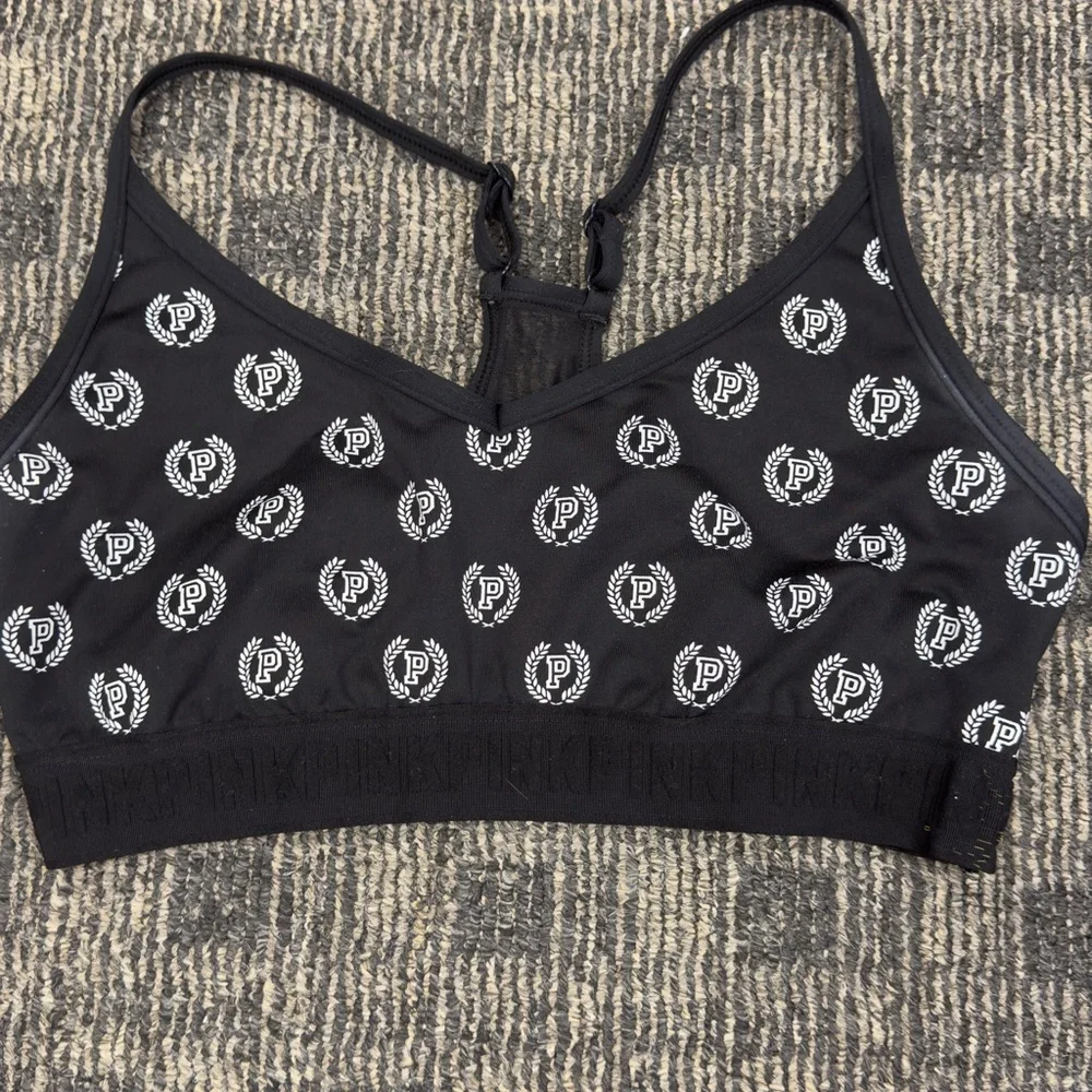 Victoria's Secret PINK/ Black Patterned Women's Bralette sz L‎